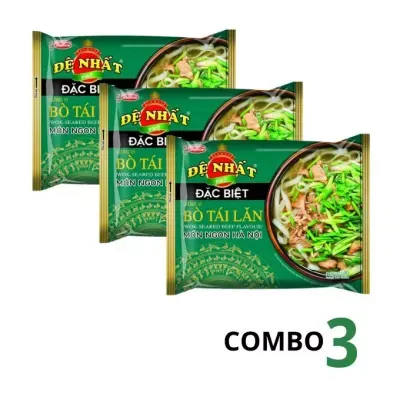 Combo 3 gói phở ăn liền Đệ Nhất Acecook hương vị bò tái lăn 68g