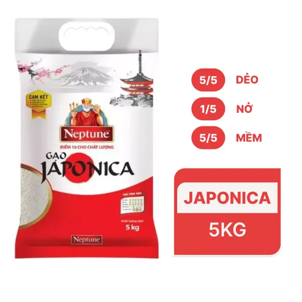 Gạo Nhật Japonica Neptune túi 5kg