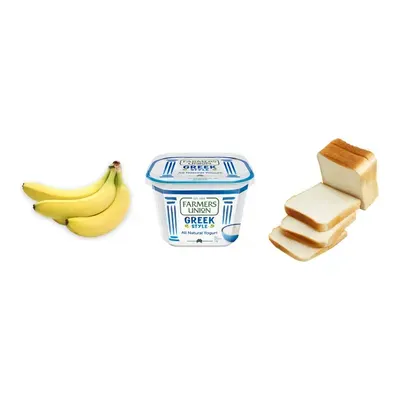 Combo Chuối già giống Nam Mỹ + Sữa chua kiểu Hy Lạp nguyên chất Farmers Union + Bánh mì trắng 6 lát Yamazaki