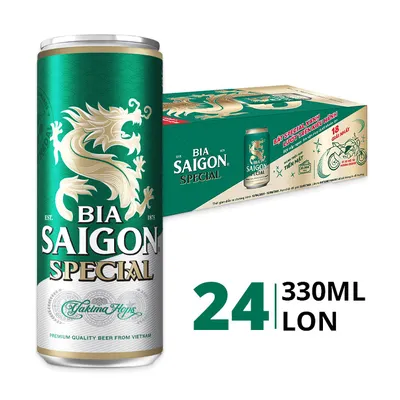 Thùng 24 lon bia Sài Gòn Special Sleek 330ml