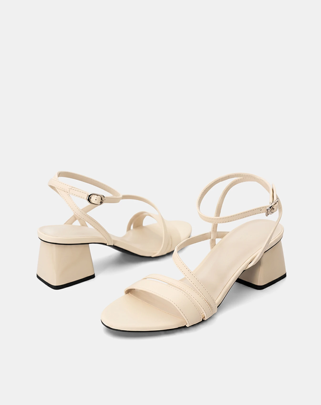 Giày Sandal Gót Vuông Phối Quai Tự Do - Image 2