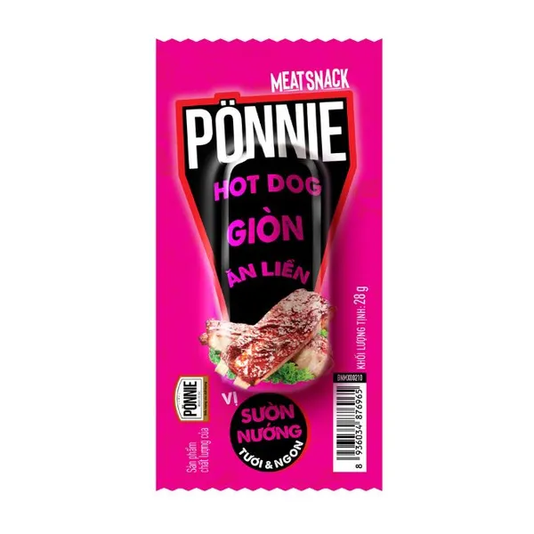 Xúc xích ăn liền Ponnie vị sườn nướng cây 28g