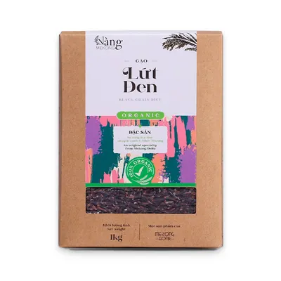 Gạo lứt đen hữu cơ Nàng Mekong hộp 1kg