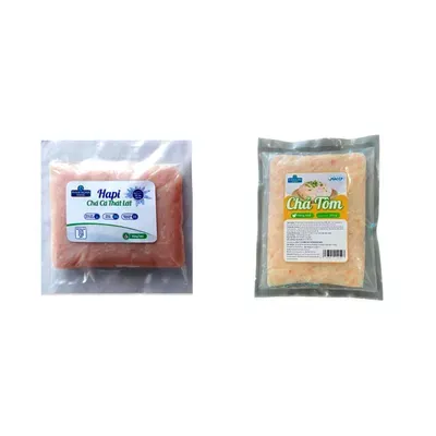 Combo Chả cá thát lát Hapi gói 250g + Chả tôm thác lác tươi Hapi gói 200g