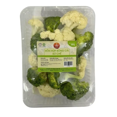 Hỗn hợp bông cải sơ chế vỉ 250g
