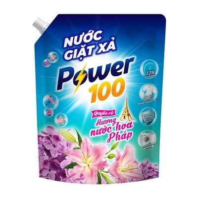 Nước giặt xả hương nước hoa Pháp quyến rũ Power100 túi 3.2kg