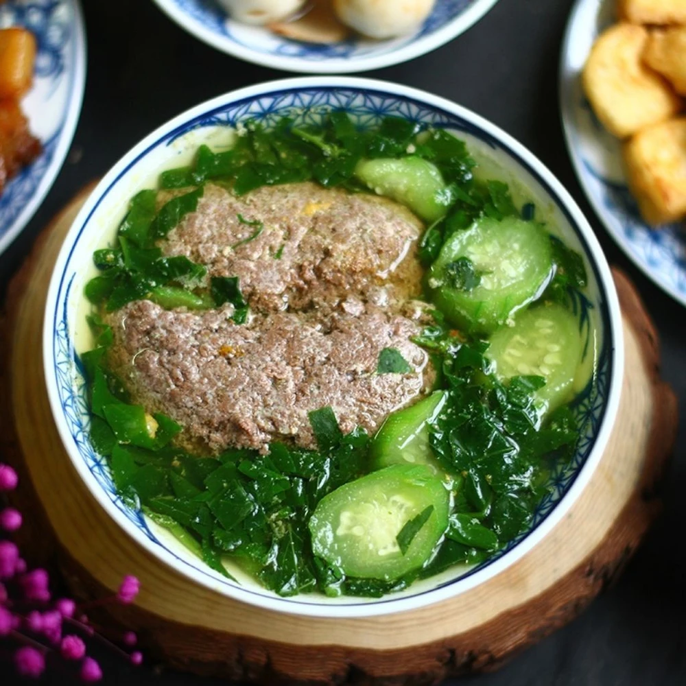 canh cua mồng tơi