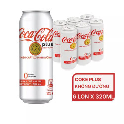 Lốc nước ngọt không đường Coke Plus CocaCola 320ml (6 lon)