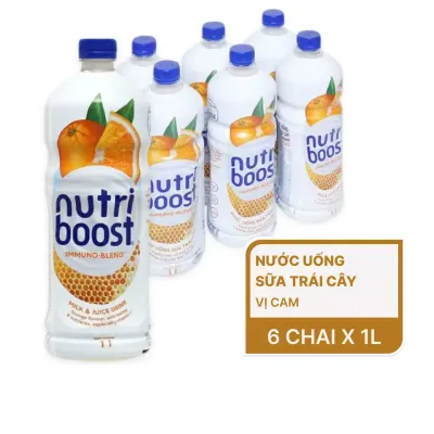 Lốc 6 chai nước sữa trái cây Nutri Boost vị cam 1L