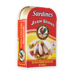 Cá trích ngâm ớt và dầu olive Ayam Brand hộp 120g