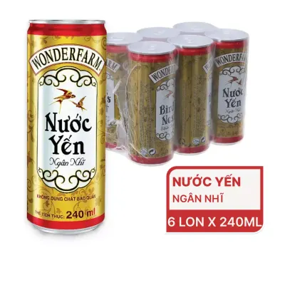 Lốc 6 lon nước yến ngân nhĩ Wonderfarm 240ml