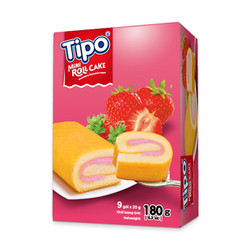 Bánh bông lan cuộn kem dâu Tipo 180g (1 hộp)
