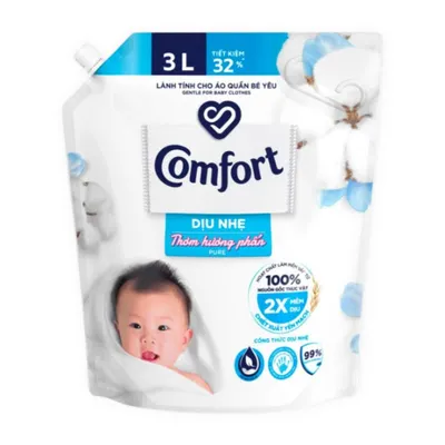 Nước xả mềm vải dịu nhẹ thơm hương phấn Comfort túi 3L