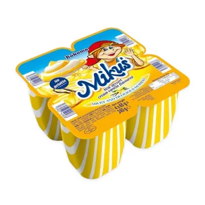 Lốc 4 hộp váng sữa Mikus vị kem vani 60g