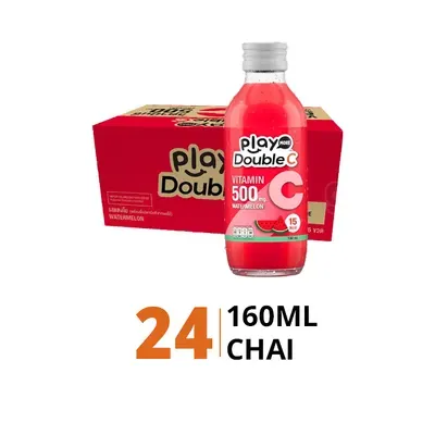 Thùng 24 chai nước giải khát PlayMore Double C vị dưa hấu 160ml