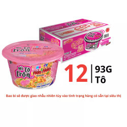 Thùng 12 mì tô trộn handy Hảo Hảo hương vị tôm chua cay Acecook tô 93g
