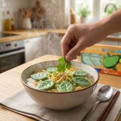 Mì gà chả tôm phỉ thúy bồi bổ nhanh gọn