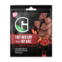 Thịt heo sấy kiểu Tây Bắc vị cay Tứ Xuyên G gói 25g