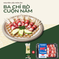 Combo Ba chỉ bò Canada Savora 250g & Nấm Kim Châm VN Hữu Cơ 150g