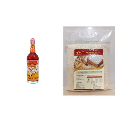 Combo Nước mắm cá cơm đặc sản 40N Hưng Thịnh chai 750ml (1 Chai) + Gạo tấm thơm ST25 Kim Thiên Lộc túi 1kg