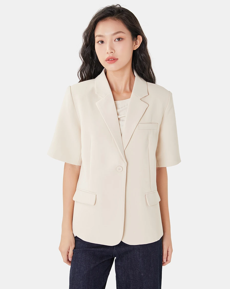 Áo blazer tay ngắn form rộng - Image 3