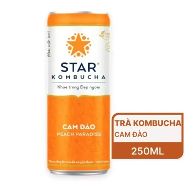 Trà lên men bổ sung lợi khuẩn Star Kombucha vị cam đào lon 250ml