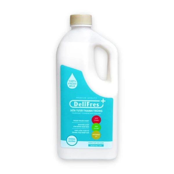 Sữa tươi thanh trùng không đường Delifres chai 1.8l