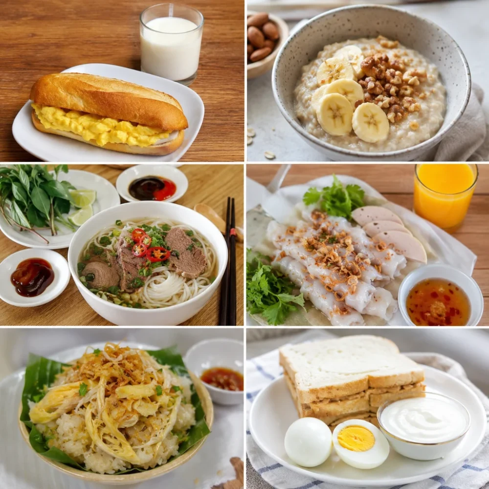 Thực đơn bữa sáng 5 ngày trong tuần cho học sinh tiểu học và THCS. (Ảnh được tạo bởi AI)