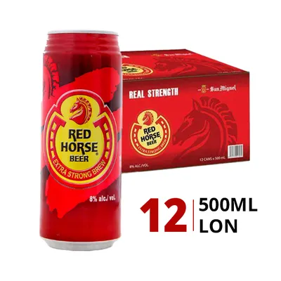 Thùng 12 lon bia San Miguel Red Horse 8% 500ml
