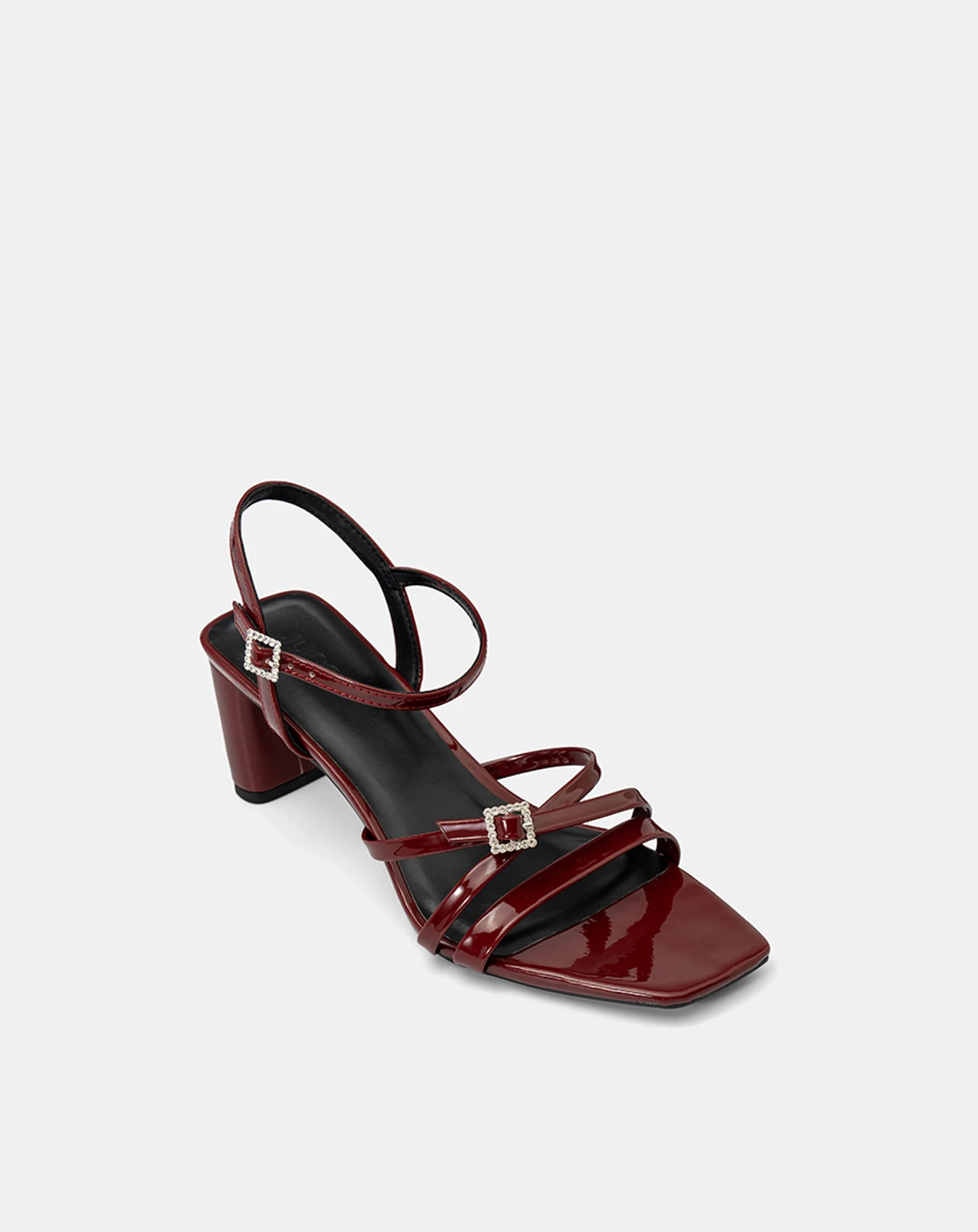 Giày Sandal Gót Vuông Phối Khóa Đá - Image 4