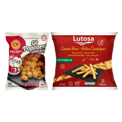Combo gà chiên popcorn CP 300g và khoai tây đông lạnh 450g