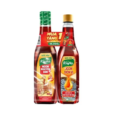 Nước mắm ngon nguyên bản 43n Knorr chai 500ml tặng nước mắm ngon tròn vị 16N chai 500ml
