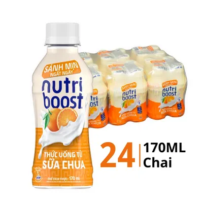 Thùng 24 chai nước uống từ sữa chua Nutri Boost vị cam 170ml