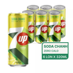 Lốc nước ngọt soda chanh không calo 7 Up lon 320ml (6 Lon)