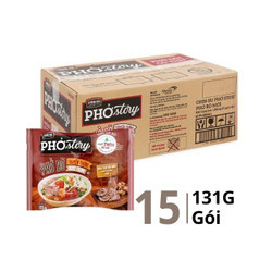 Thùng phở bò truyền thống nước trong có thịt thật Phở Story gói 131g (15 Gói)