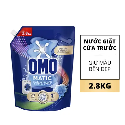 Nước giặt Matic giữ màu bền đẹp cửa trước Omo túi 2.8kg