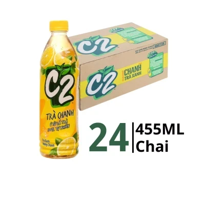 Thùng 24 chai trà đen C2 Freeze hương dâu anh đào 455ml