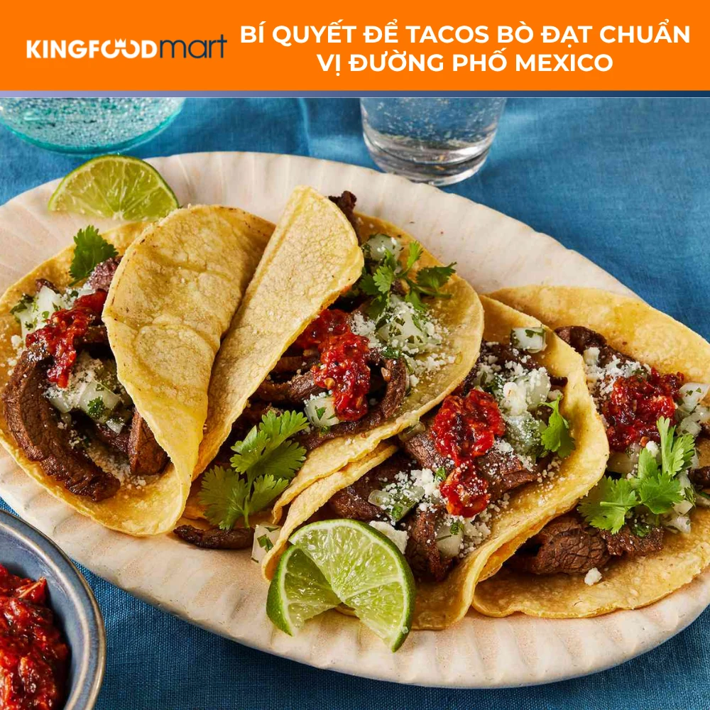 Tacos bò Carne Asada tại nhà chuẩn vị đường phố Mexico.