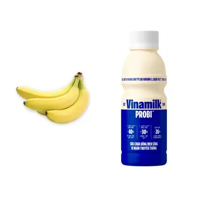 Combo Chuối già giống Nam Mỹ nhánh 1.1Kg (1 nhánh) + Sữa chua uống Probi có đường Vinamilk hộp 400ml