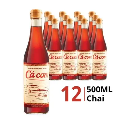 Thùng 12 chai nước mắm truyền thống cá cơm Hồng Hạnh 30N 500ml