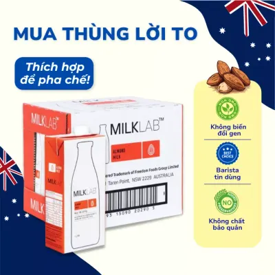 Thùng 8 hộp sữa hạt hỗn hợp hạnh nhân Milklab 1L