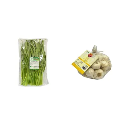 Combo Rau muống baby hữu cơ VietRat gói 300g (1 Gói) + Tỏi Lý Sơn túi 200g
