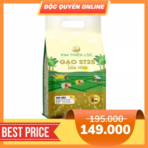 Gạo ST25 lúa tôm Kim Thiên Lộc túi 5kg (1 Túi)