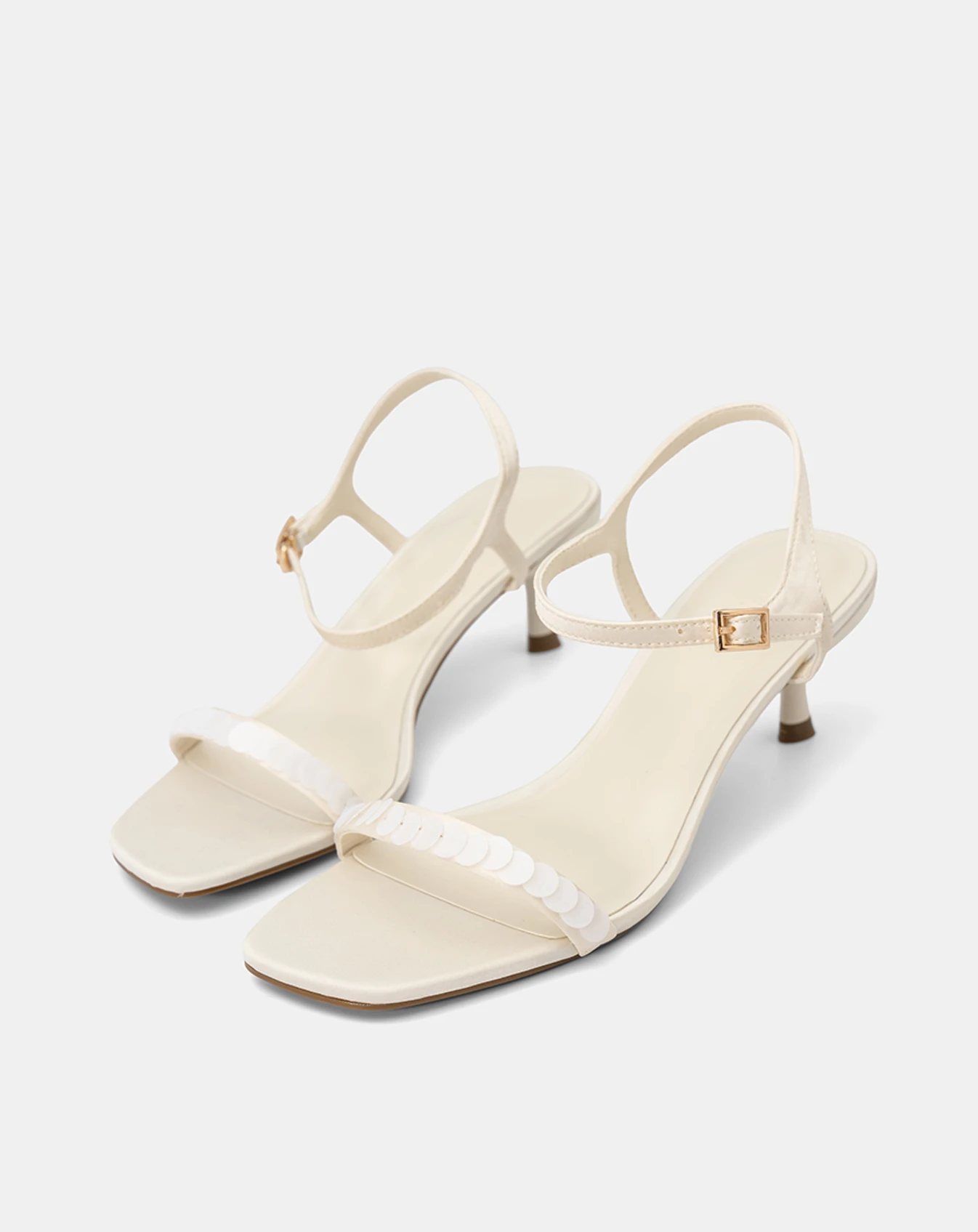 Giày Sandal Kitten Heel Quai Ngang - Image 4