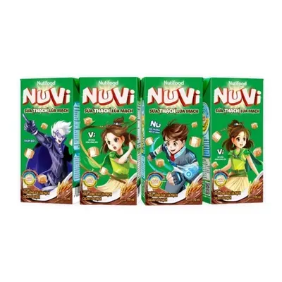 Lốc 4 hộp thức uống lúa mạch Nuvi vị cacao có thạch 170ml