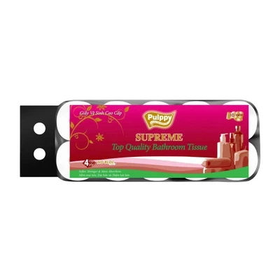 Lốc 10 cuộn giấy vệ sinh cao cấp Pulppy Supreme 4 lớp có lõi