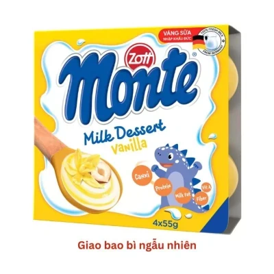 Váng sữa chocolate Monte vỉ 4 hộp x 55g