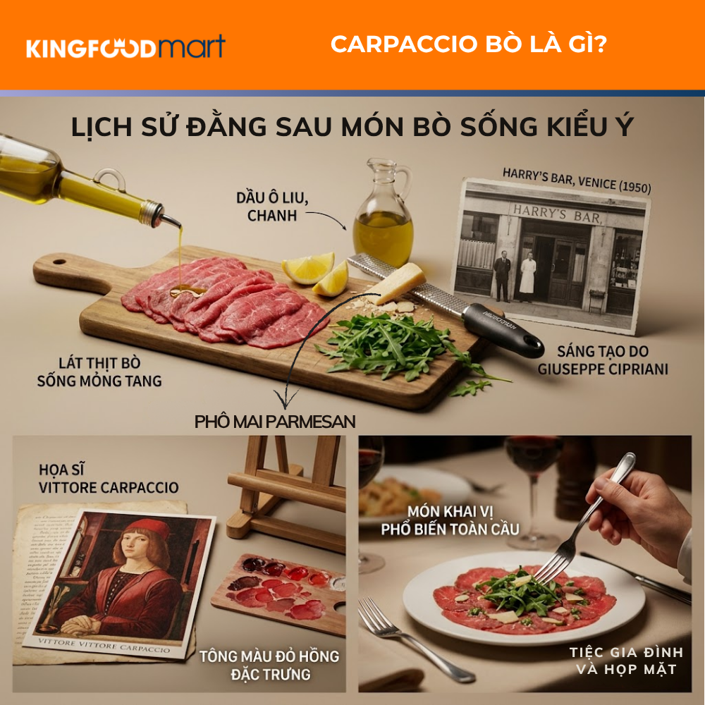 Carpaccio bò được ví như một tác phẩm hội họa của ẩm thực Ý.