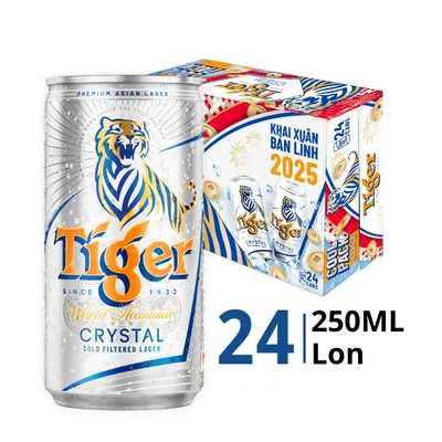 Thùng 24 lon bia Tiger Crystal Cool Pack 4.6% 250ml
