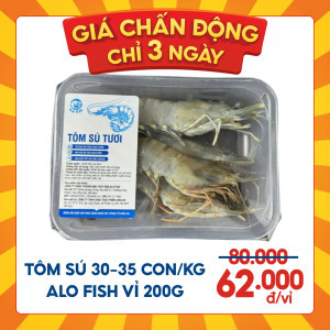 Tôm sú 30-35 con/kg Alo Fish vỉ 200g (1 Vỉ)
